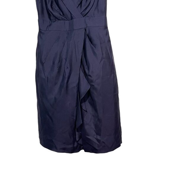 BANANA REPUBLIC | WOMENS SILK SLEEVELESS COCKTAIL DRESS PLEATED NAVY BLUE 6 Tall - Picture 3 of 9